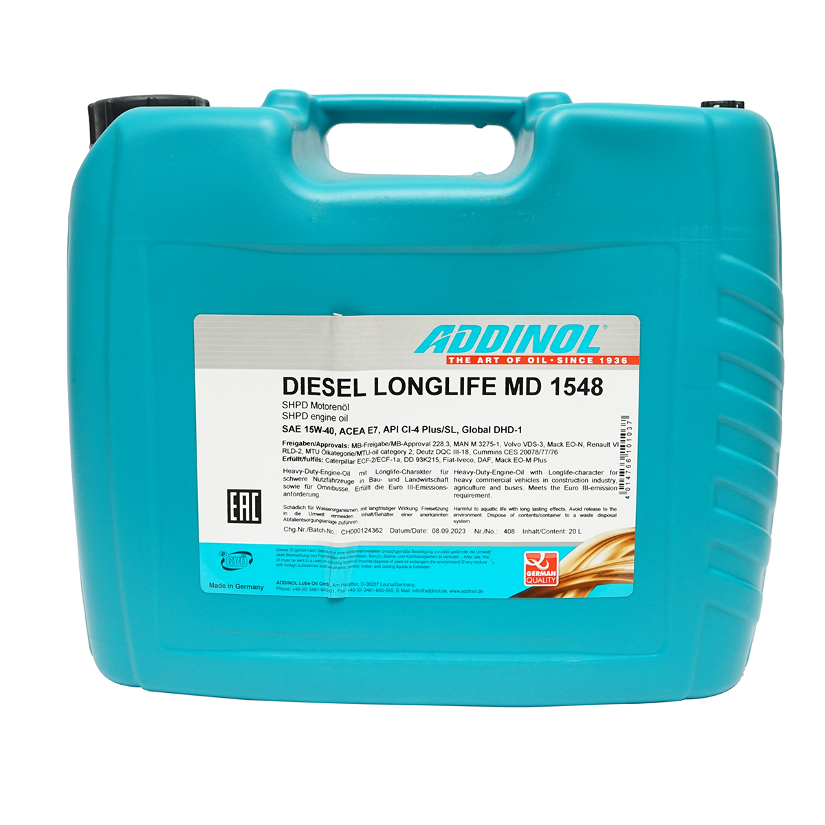 Ulei 20L Longlife MD1548 15W40 Addinol pentru motoare diesel	