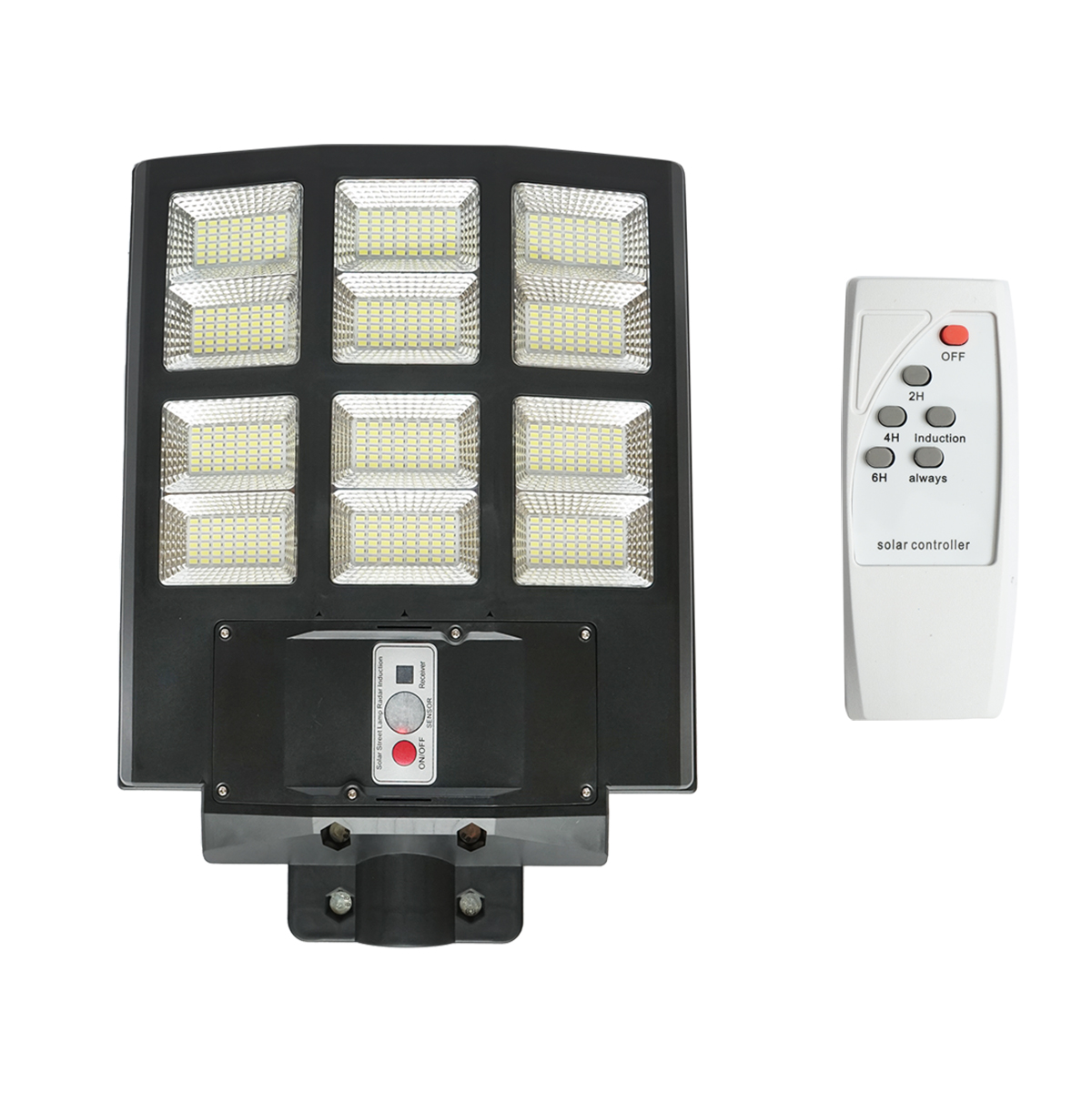 Lampa solara LED 600W cu panou solar 18W, baterie LiFePO4 15000mAh, 6500K, 2090lm, senzor de miscare, telecomanda IP65 Breckner Germany