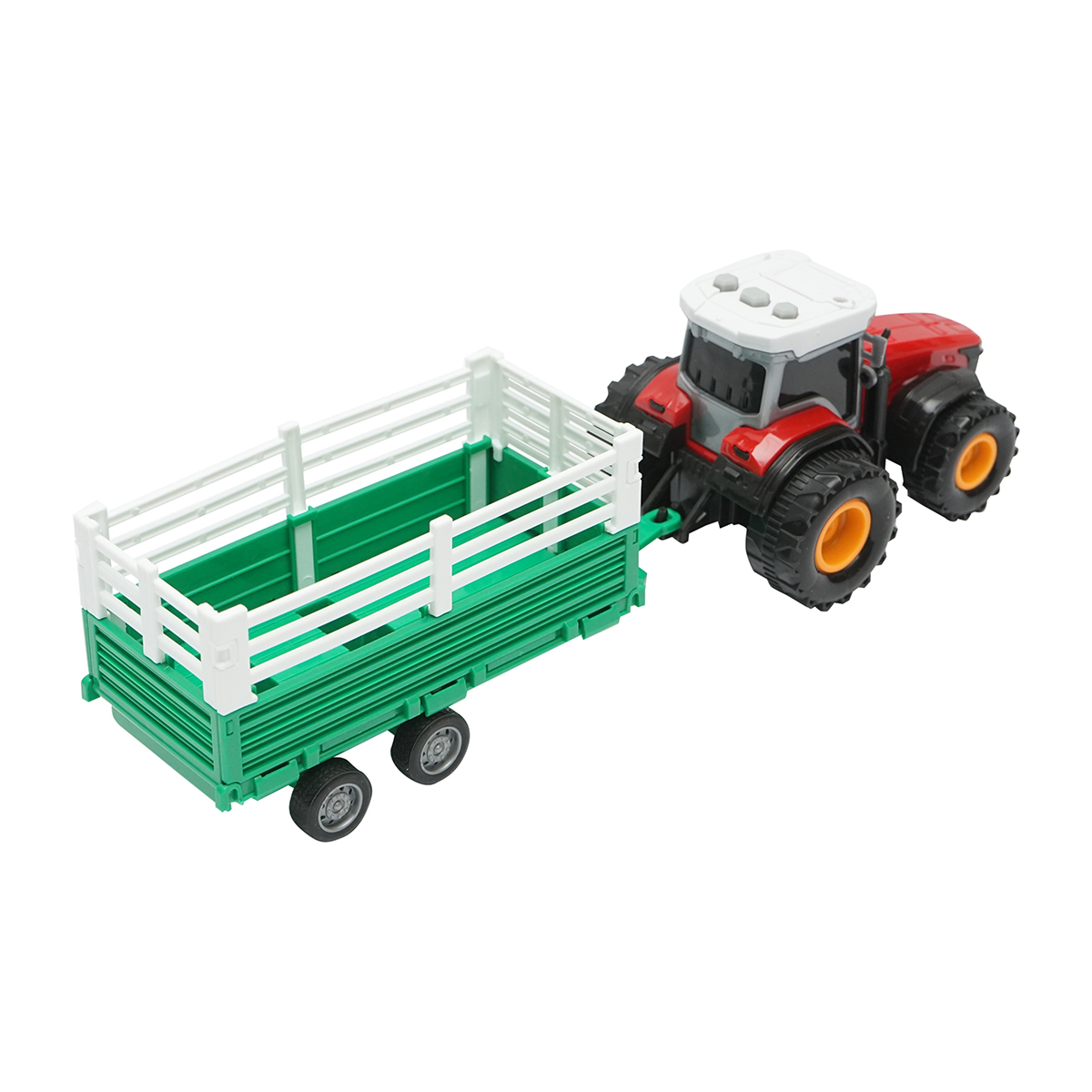 Tractor rosu cu remorca, 304x85x83mm jucarie copii +3 ani – imagine 4