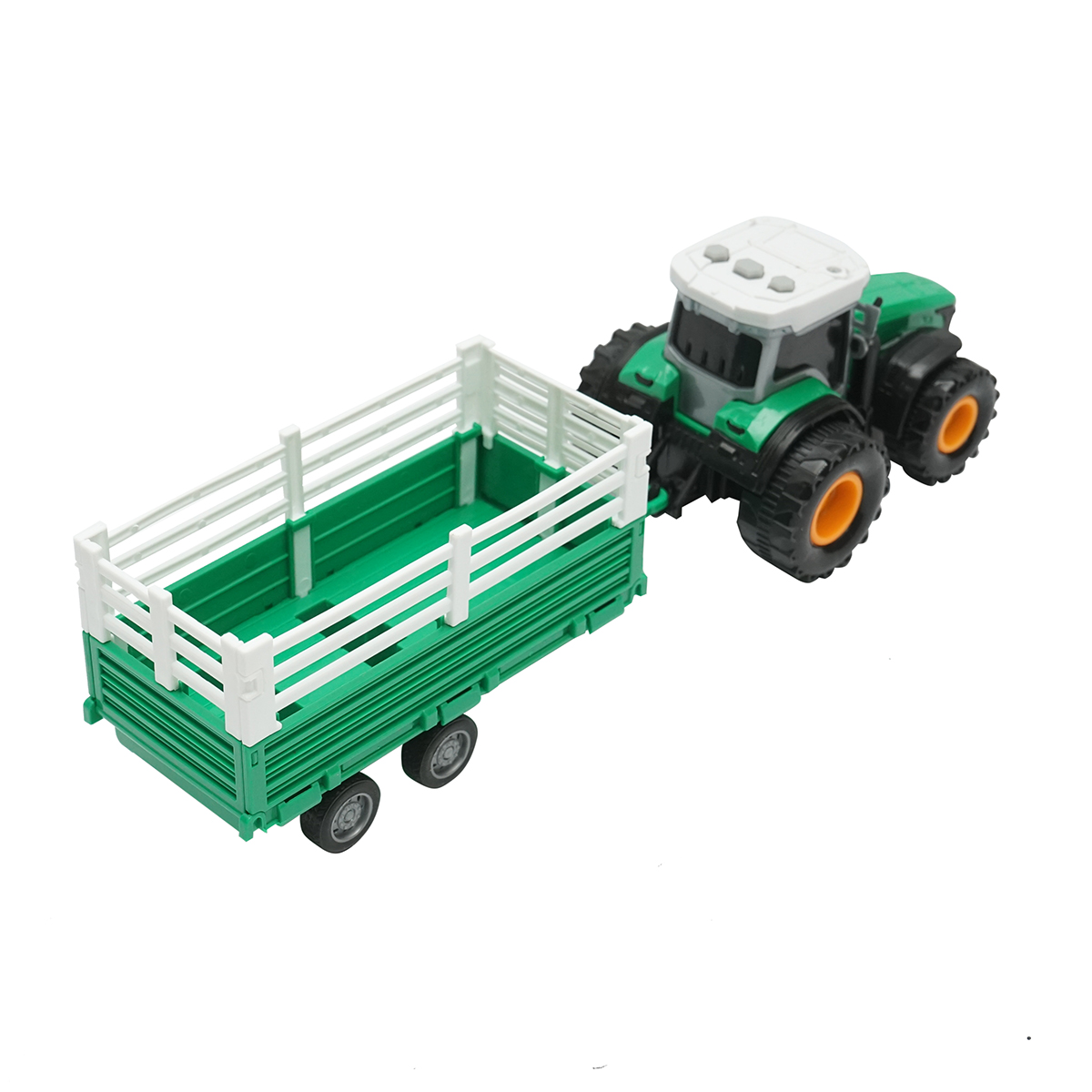 Tractor verde cu remorca, 304x85x83mm jucarie copii +3 ani – imagine 4