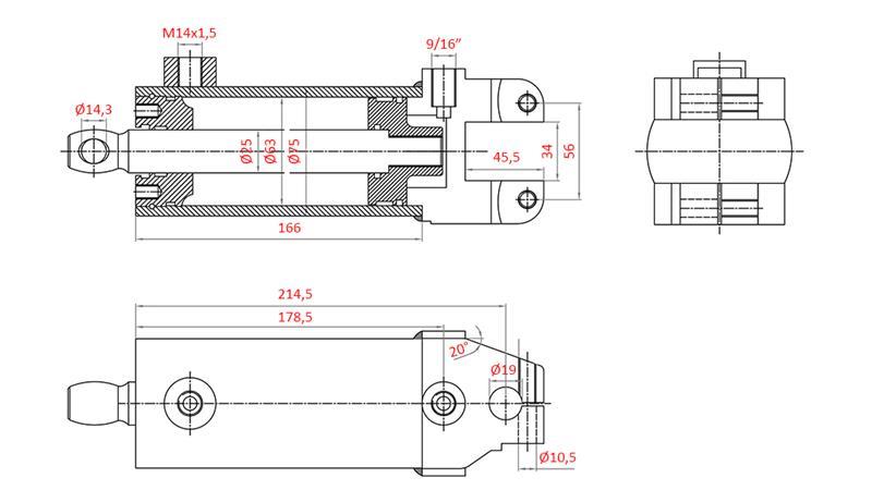 Cilindru servodirectie pentru Massey Ferguson cod OEM 1605121M91, 1605121M92, 532193M91, 3773711M91 – imagine 6