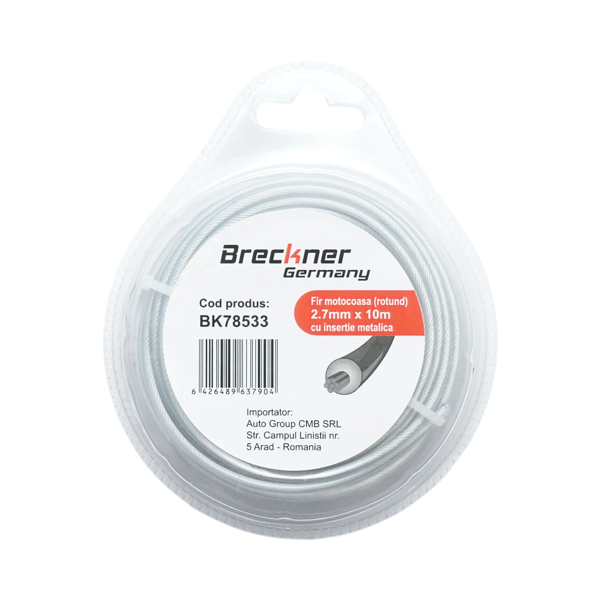Fir rotund cu insertie metalica pentru motocoasa 2.7mm x 10m Breckner Germany – imagine 2