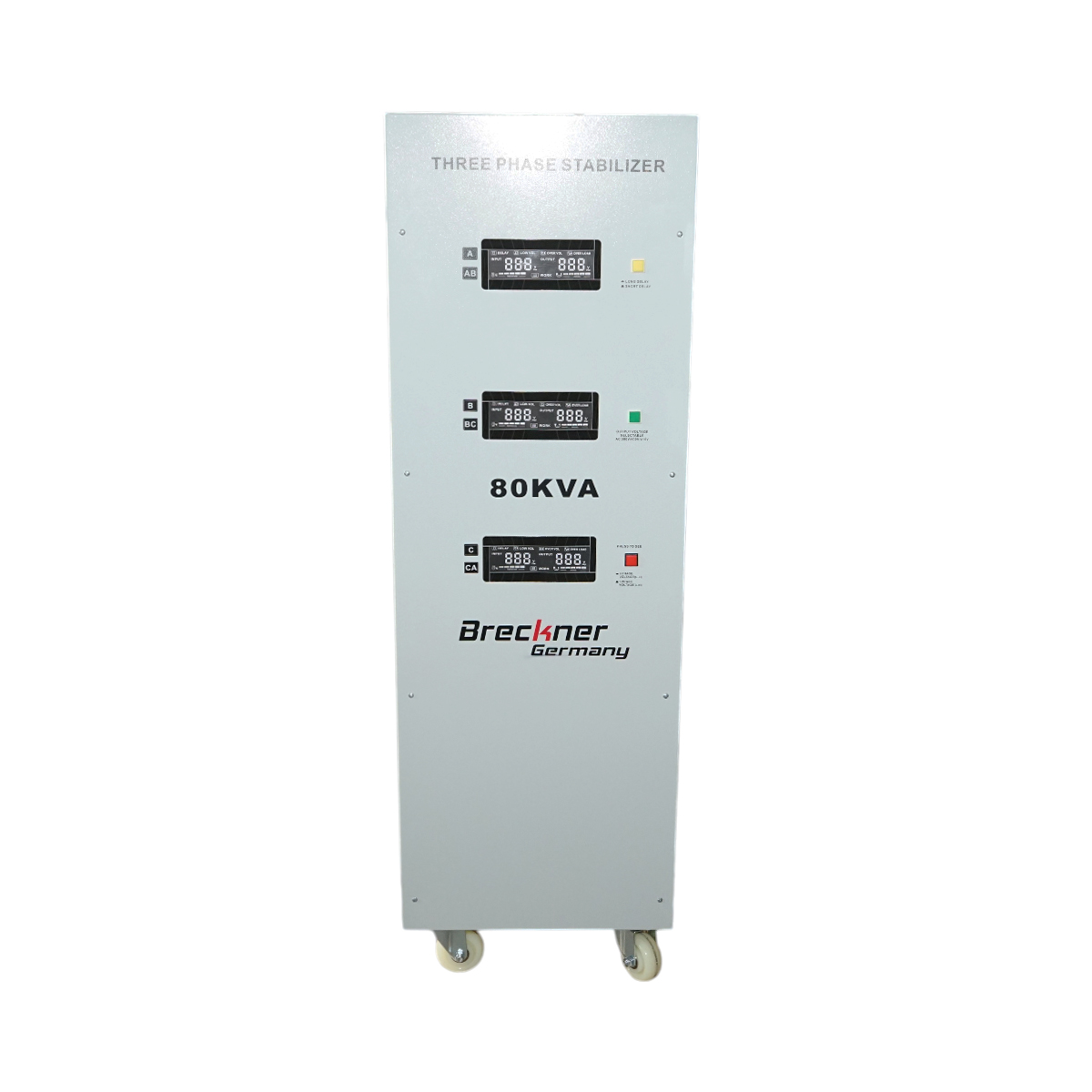 Stabilizator automat de tensiune 80KVA trifazat cu servomotor, bypass, afisaj LCD Breckner Germany