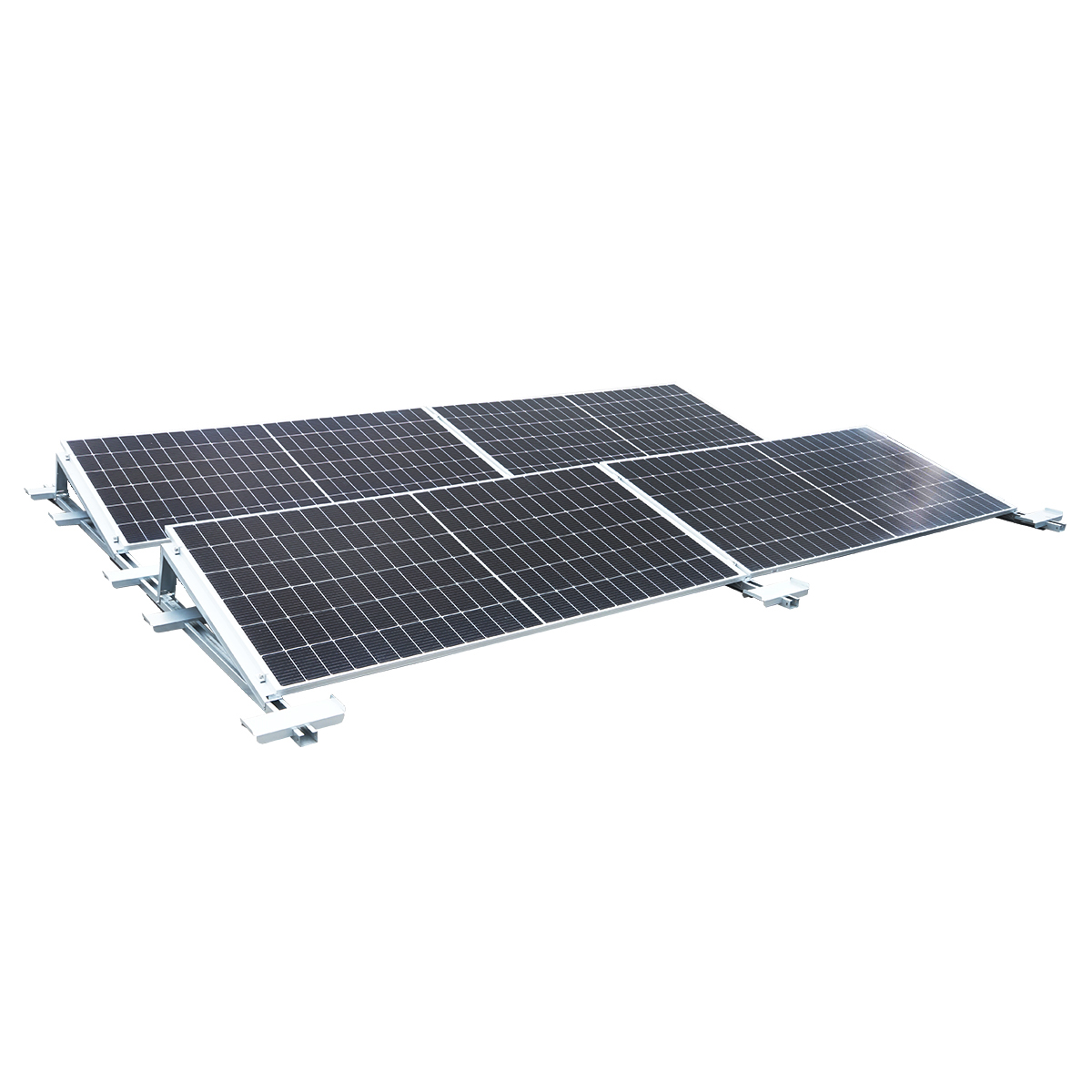 Sistem montaj, structura prinderi 10 panouri solare Est-Vest din otel galvanizat cu profil triunghiular 1700mm