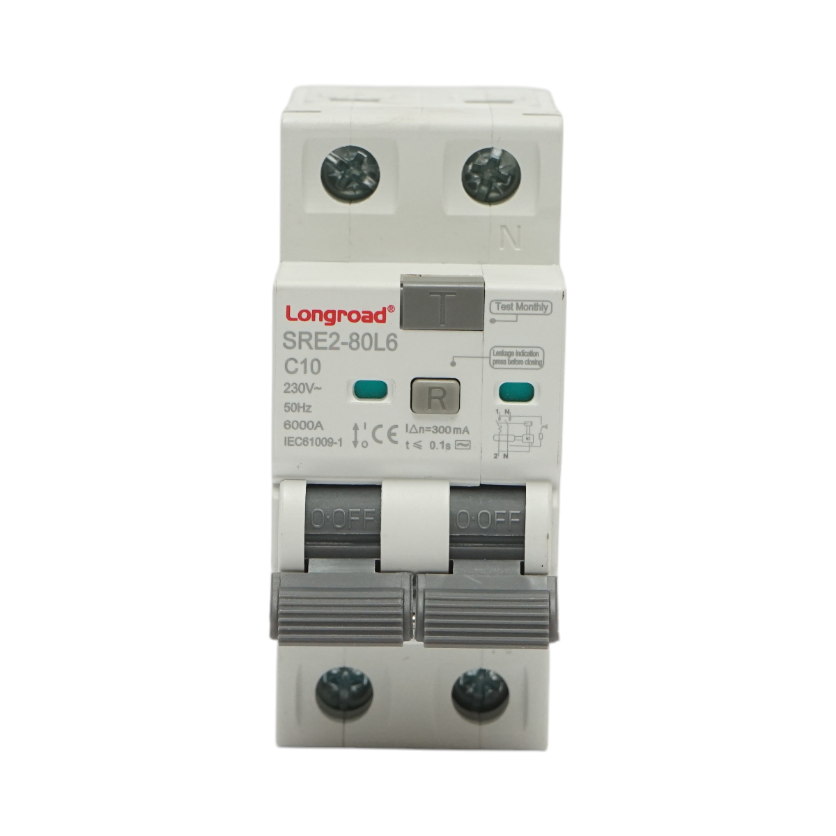 Siguranta diferentiala automata RCBO 1+N, 10A 230VAC, 300mA, 6kA Longroad