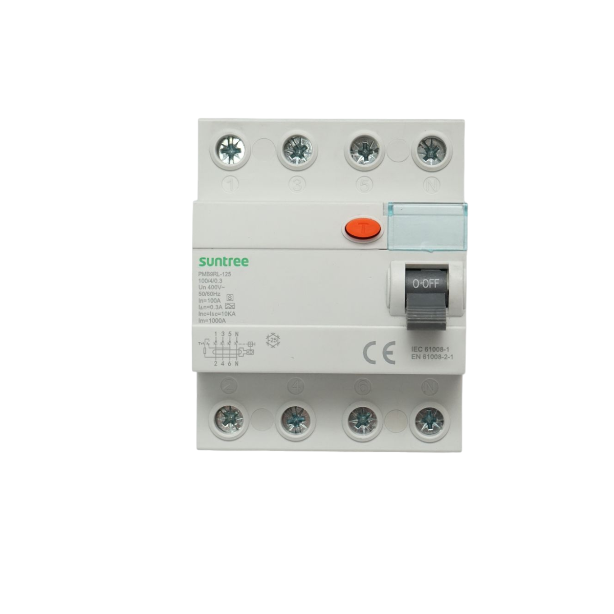 Intrerupator automata diferential 4P 100A 30mA 6kA, tip A Suntree