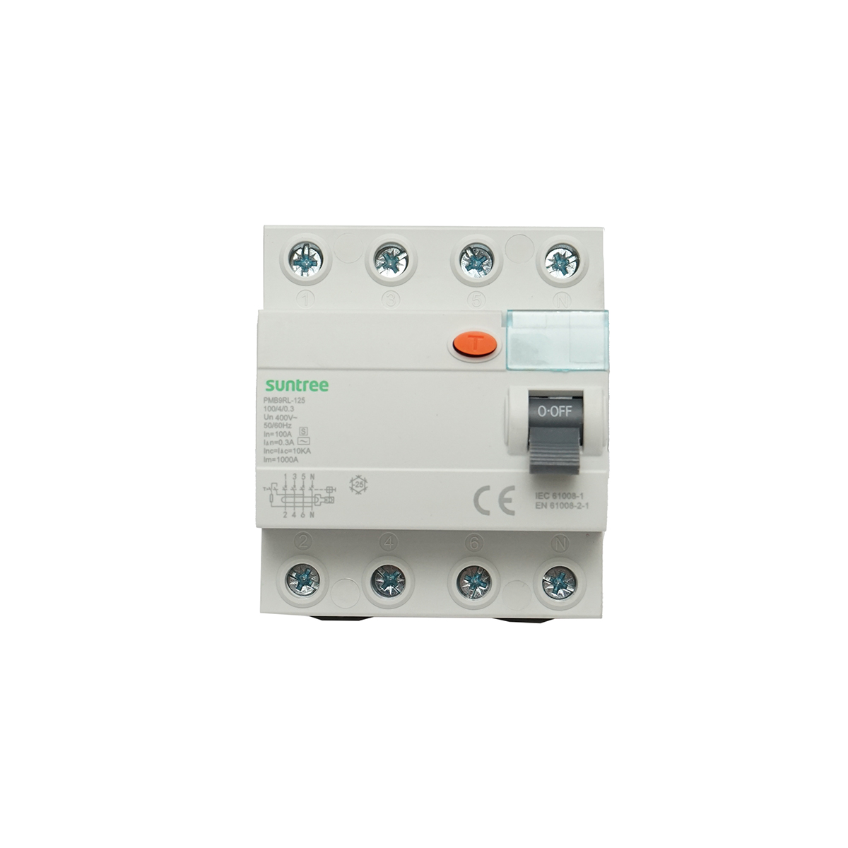 Intrerupator automata diferential 4P 100A 30mA 6kA, tip AC Suntree