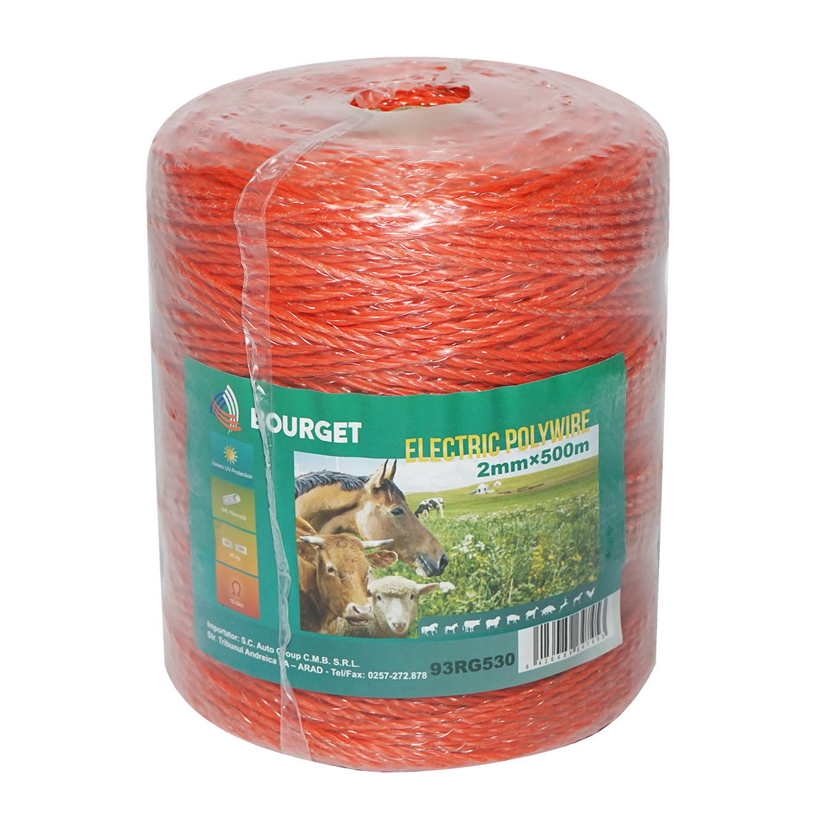 Rola fir portocalie fi 2mm 3x0.15mm SS, 500m gard electric, rezistenta 15 Ohm Bourget