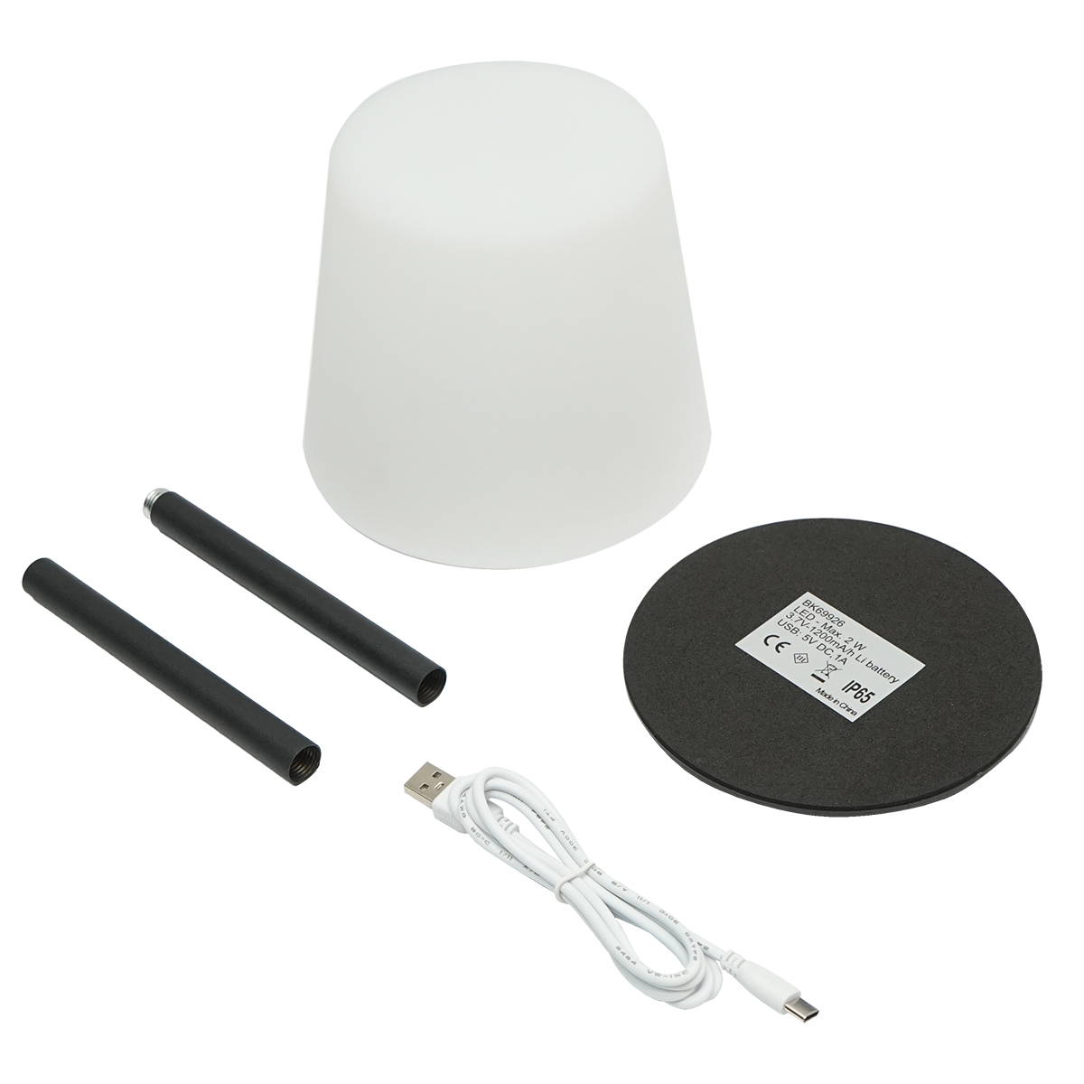 Lampa de masa LED 2W neagra, baterie 3.7V/1200mAh, reincarcabila USB 5V/1A Breckner Germany – imagine 2