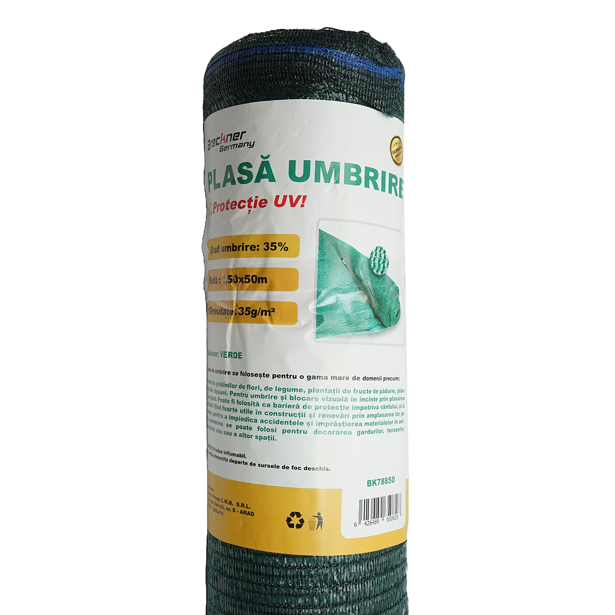 Plasa umbrire 35% latime 1.5M si lungime 50M verde din polietilena cu protectie UV – imagine 3