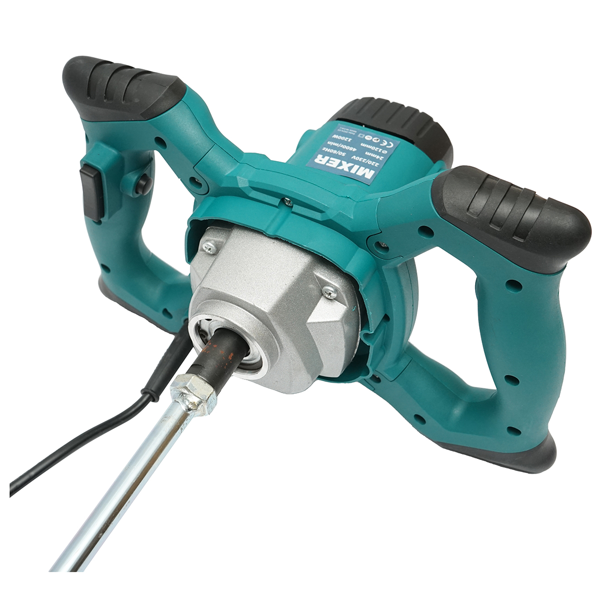 Malaxor electric cu amestecator 1200W, 220V, 6 trepte viteza 0-800rpm, paleta 120mm, M24 pentru adeziv, vopsea, mortar Breckner Germany – imagine 6