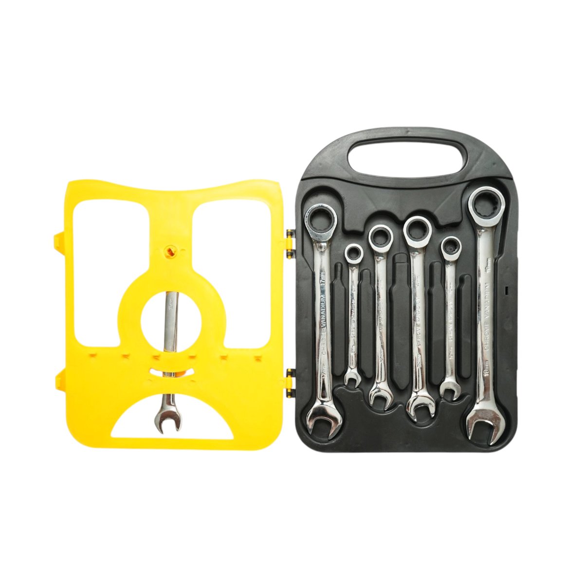Trusa chei combinate fixe si inelare cu clichet 8-19mm 7 piese Cr-V Breckner Germany – imagine 2