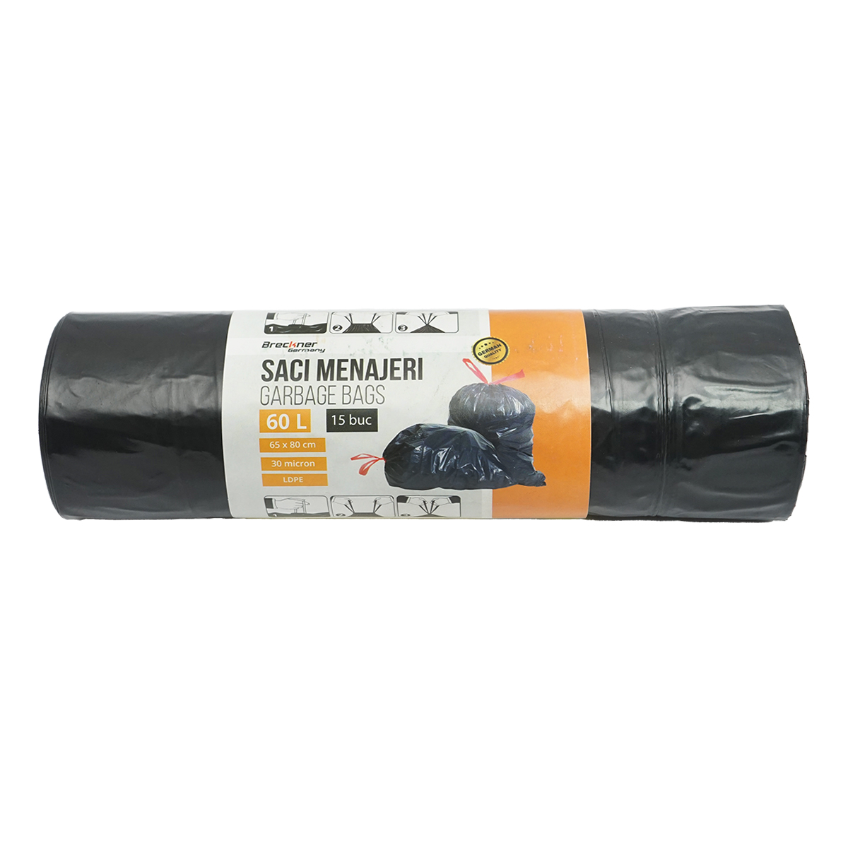 Set 15 saci gunoi menajer 60L, 65x80cm 30 microni LDPE Breckner Germany