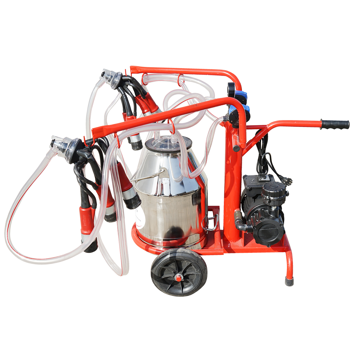 Aparat de muls vaci 2 posturi bidon 30L inox cu vid in cadru(vacuum) Breckner Germany – imagine 2
