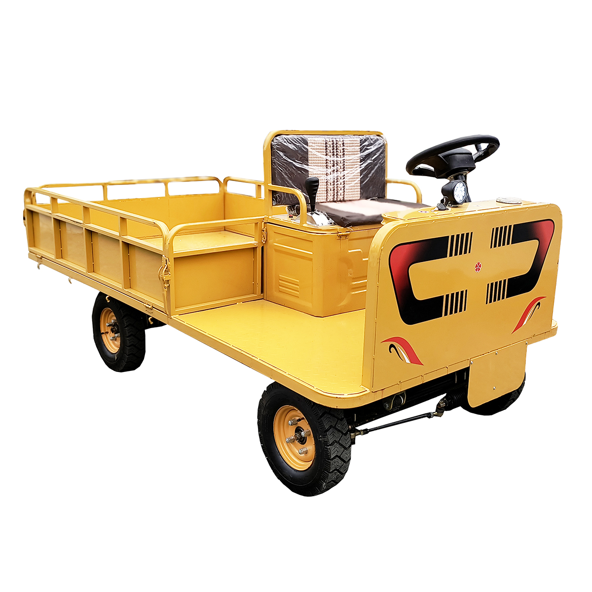 Carucior platforma electrica transport marfa cu bancheta 800W, 48V, 2.5x1.25m sarcina maxima 800Kg THOR