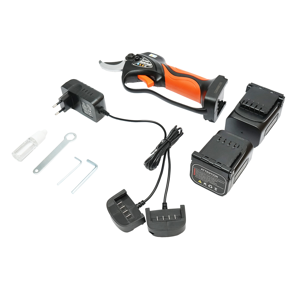 Foarfeca electrica de gradina cu 2 acumulatori 16.8V, 2Ah Li-ion, 900W, diametru taiere 0-32mm
