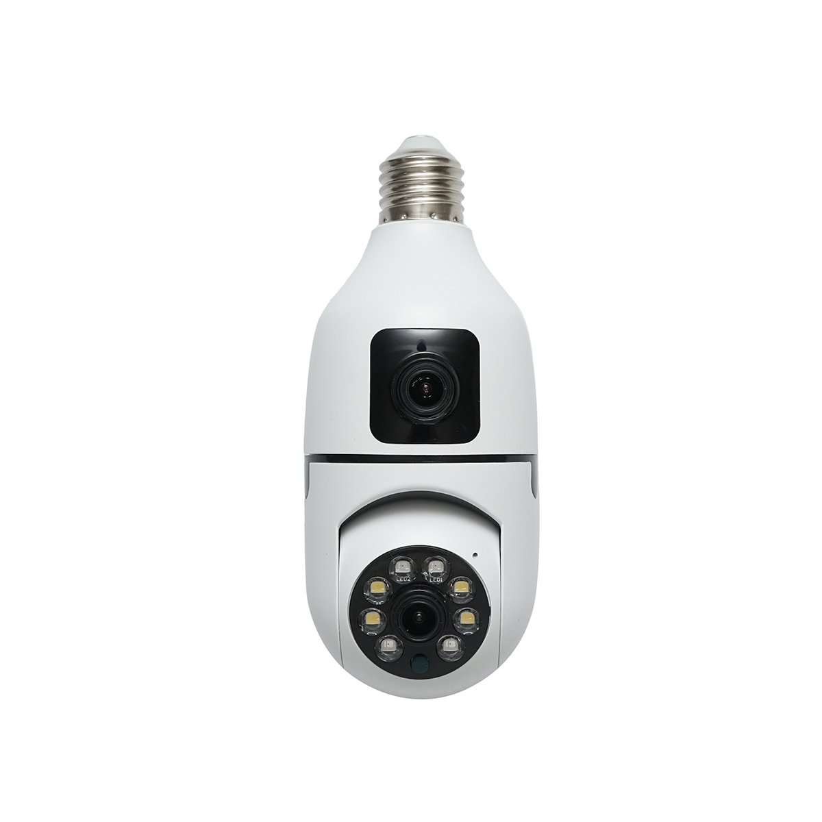 Camera de supraveghere smart 2MP tip bec E27, 2 obiective 1080P FHD, WIFI 2.4G cu senzor de miscare PTZ, night vision si aplicatie V380 Pro