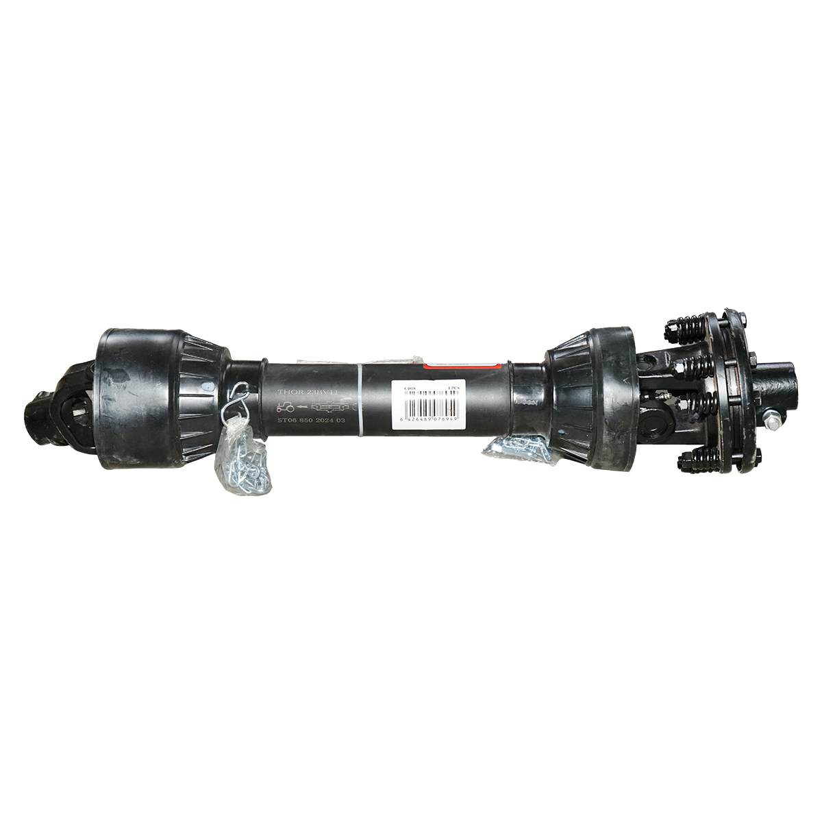 Cardan 850 mm S6 cu ambreiaj compus din 2 discuri cruce 30,2x92 (teava stea) 1 3/8 Z=6 freza