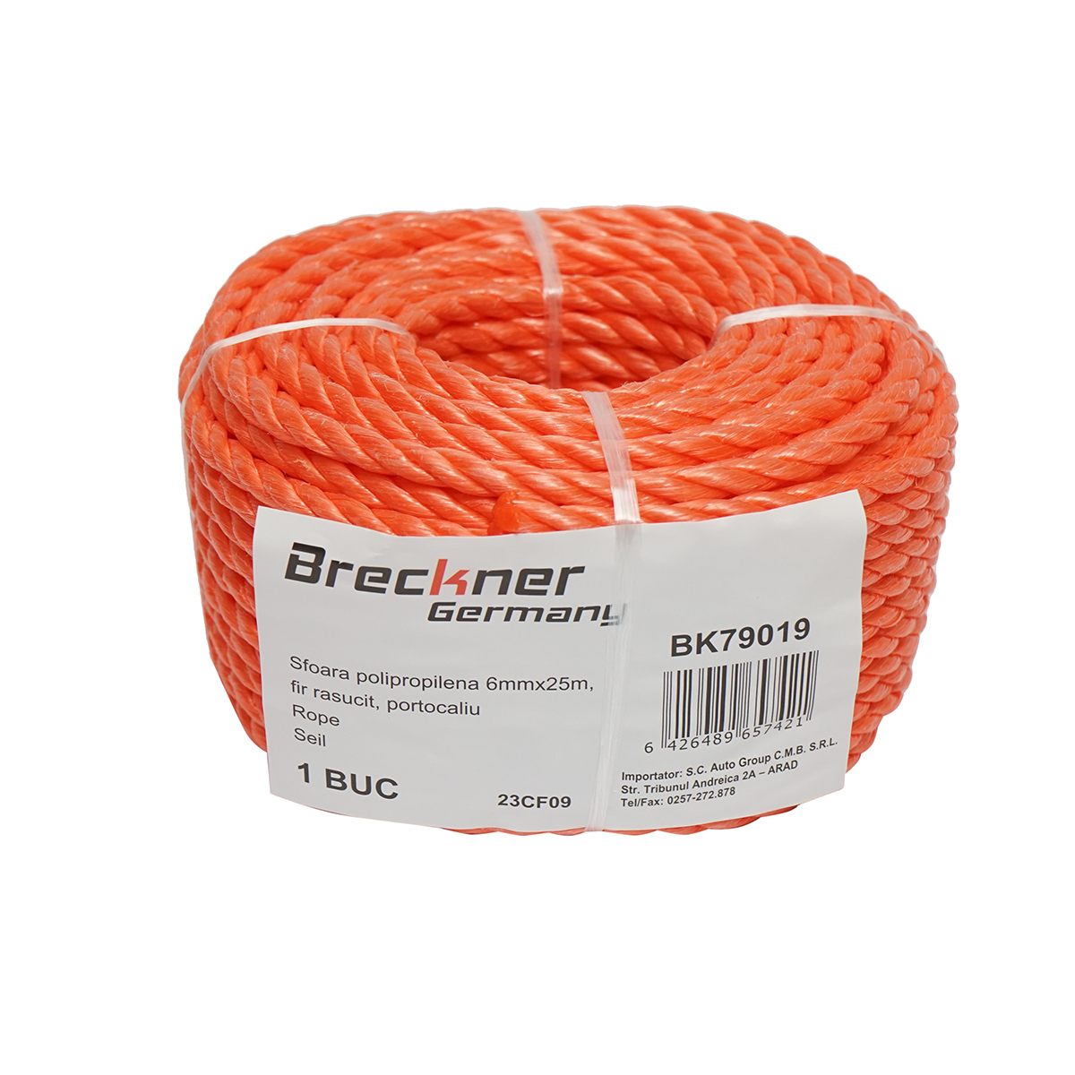 Sfoara PP fir rasucit portocalie 6mmx25m Breckner Germany