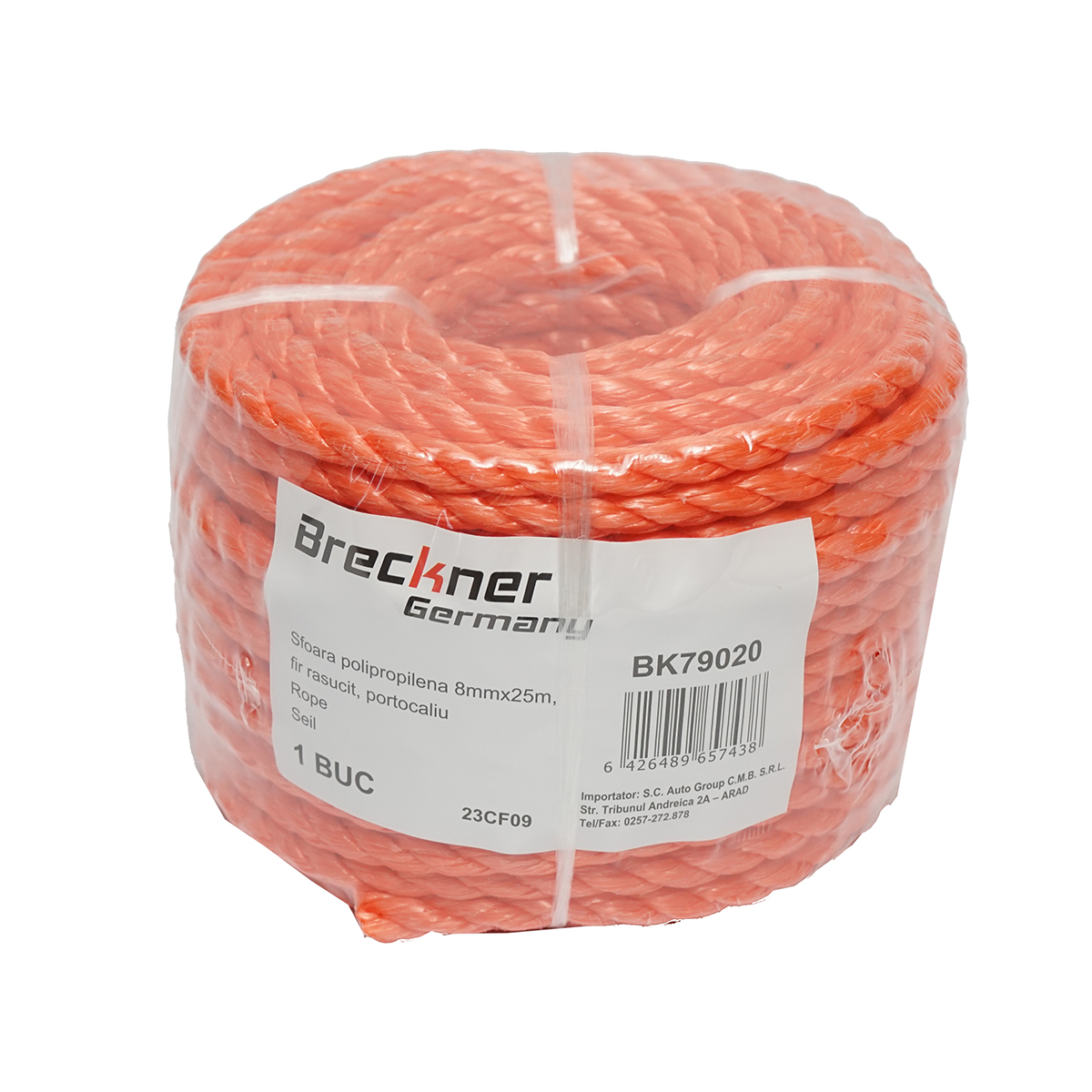 Sfoara PP fir rasucit portocalie 8mmx25m Breckner Germany