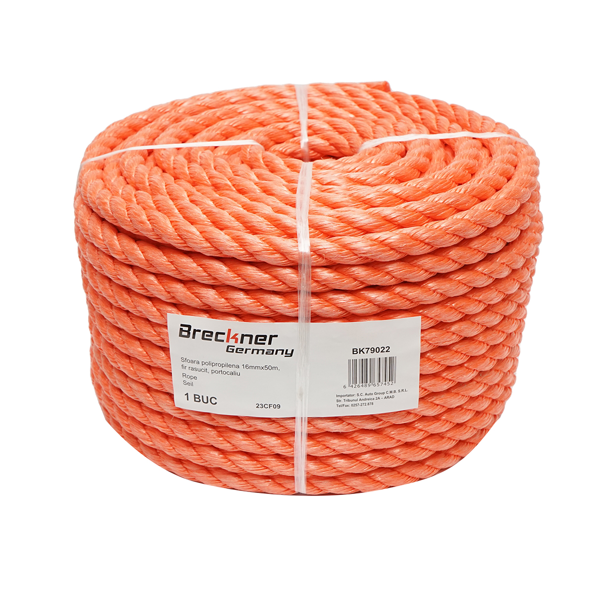 Sfoara PP fir rasucit portocalie 16mmx50m Breckner Germany