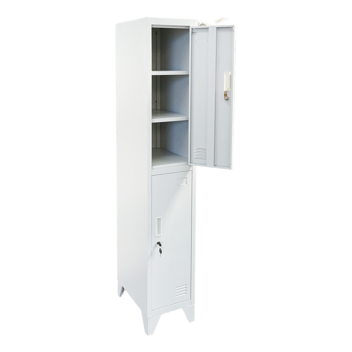 Dulap metalic fiset dublu tip vestiar gri cu 2 usi securizate 1850x380x450mm Breckner Germany – imagine 4