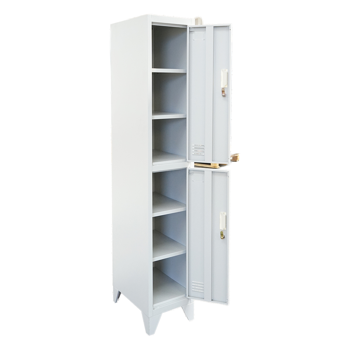 Dulap metalic fiset dublu tip vestiar gri cu 2 usi securizate 1850x380x450mm Breckner Germany – imagine 5