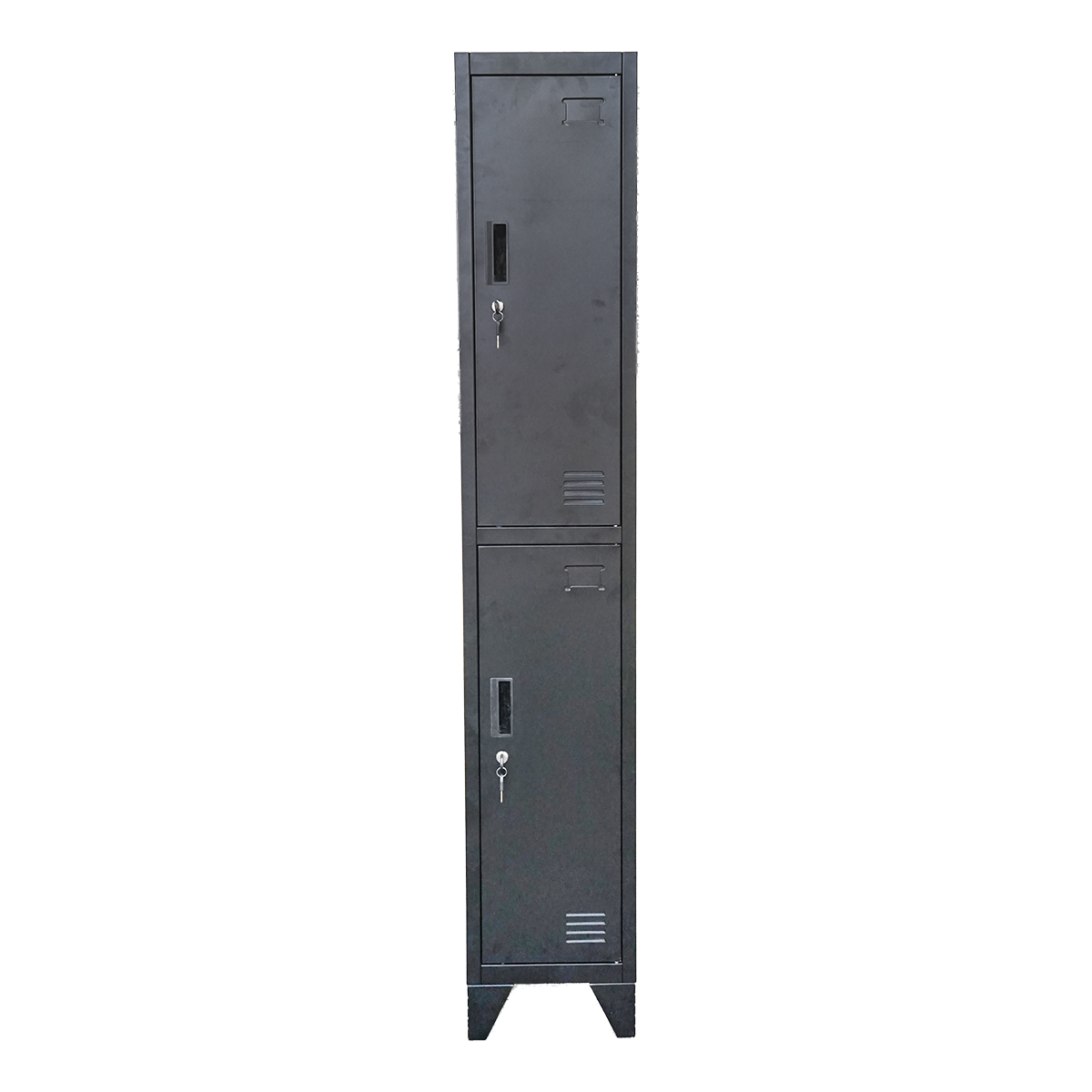 Dulap metalic fiset dublu tip vestiar negru cu 2 usi securizate 1850x380x450mm Breckner Germany