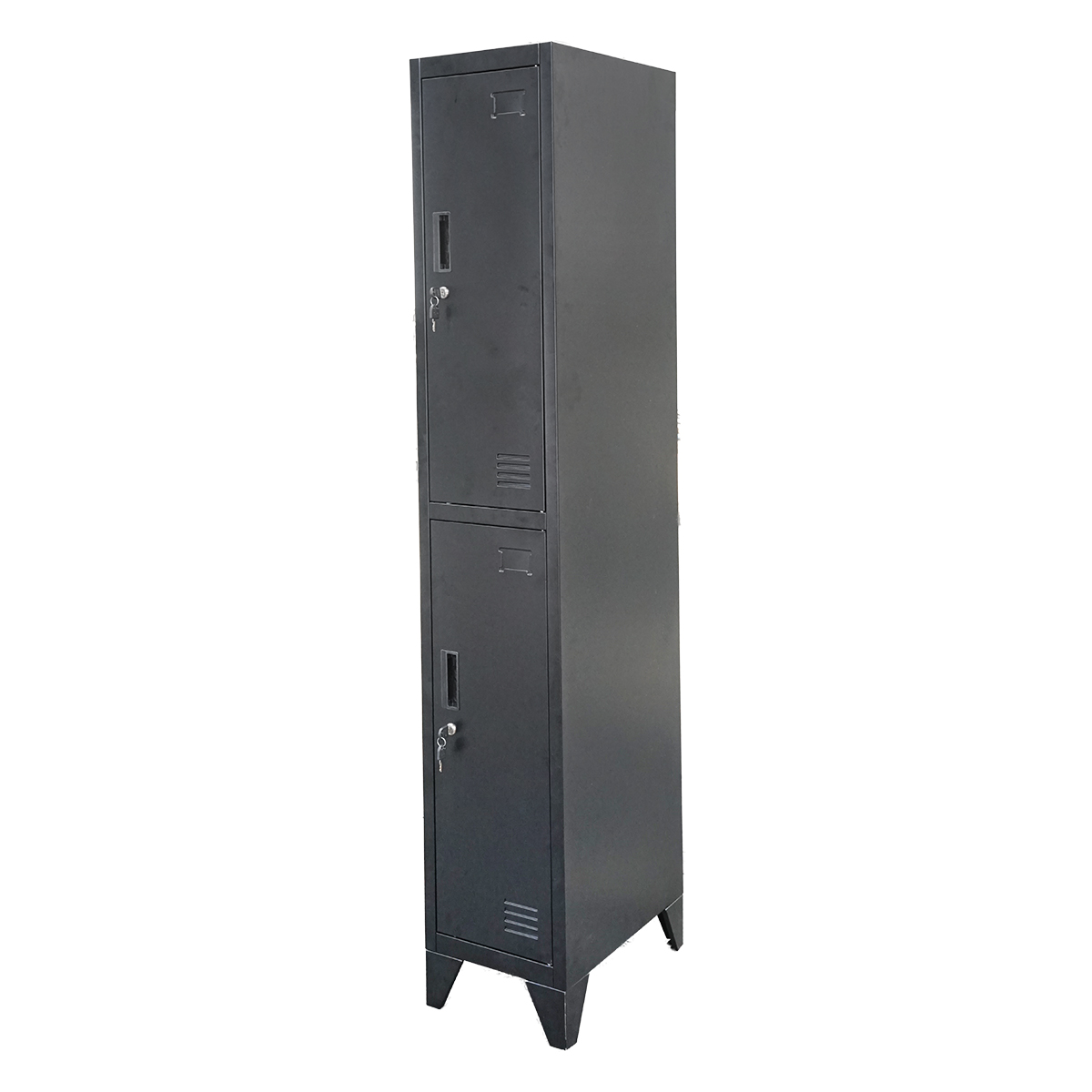 Dulap metalic fiset dublu tip vestiar negru cu 2 usi securizate 1850x380x450mm Breckner Germany – imagine 2