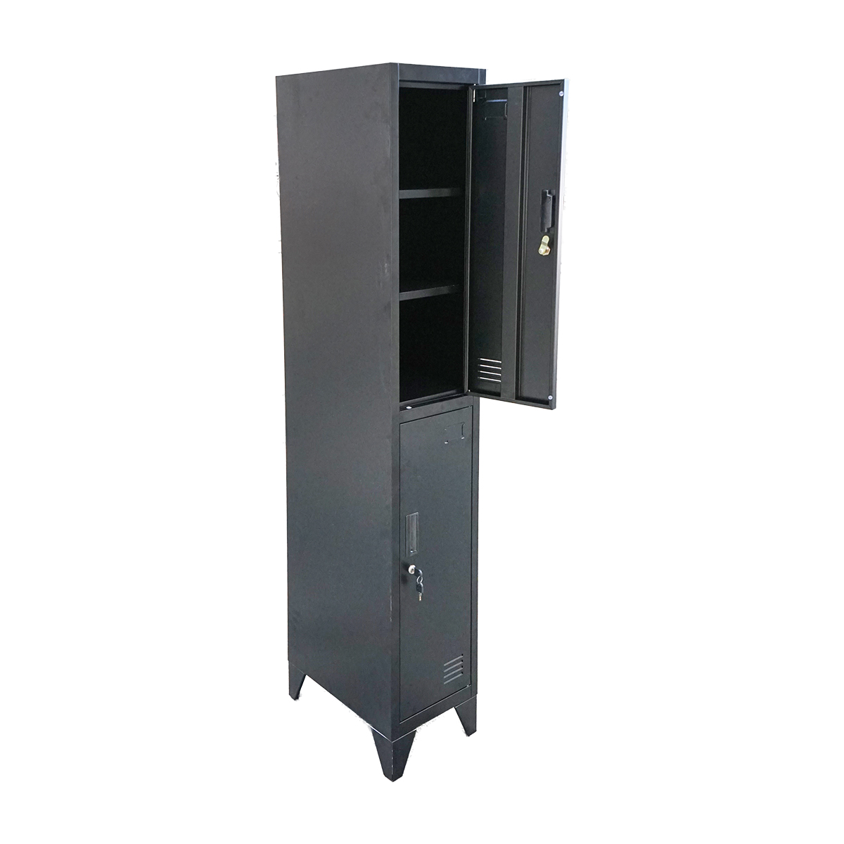 Dulap metalic fiset dublu tip vestiar negru cu 2 usi securizate 1850x380x450mm Breckner Germany – imagine 4