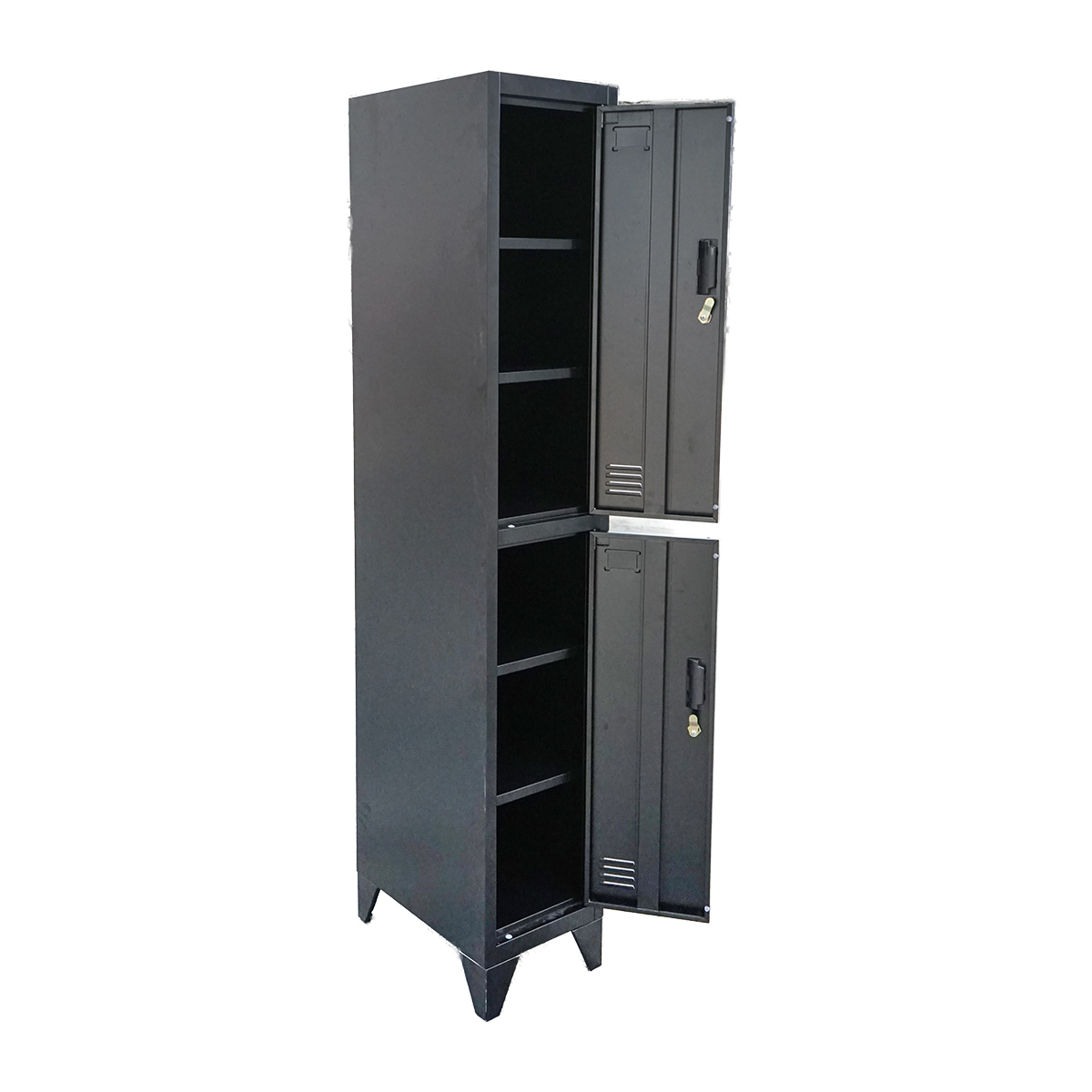 Dulap metalic fiset dublu tip vestiar negru cu 2 usi securizate 1850x380x450mm Breckner Germany – imagine 5