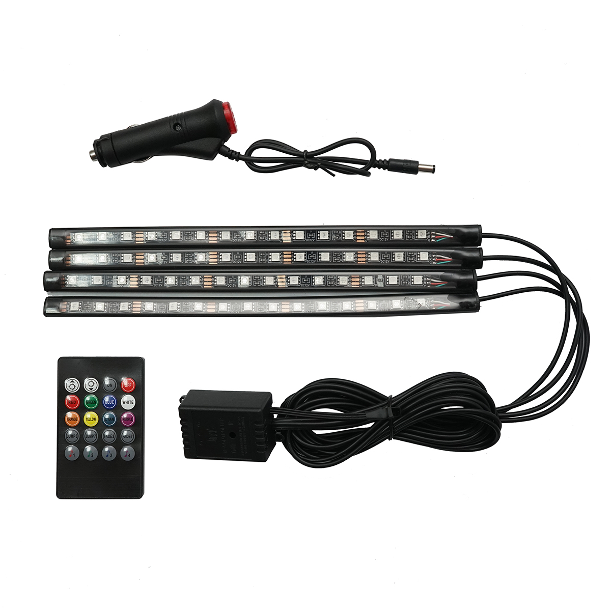 Banda LED lumini ambientale auto 12V, 9W cu telecomanda, control muzical 4x26.7cm RGB Breckner Germany