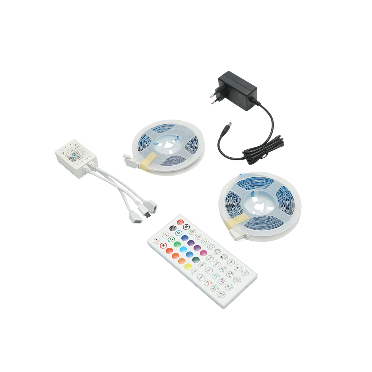 Banda LED smart 2x5m, 12V cu telecomanda, control vocal, bluetooth, aplicatie USB, 10m RGB Breckner Germany