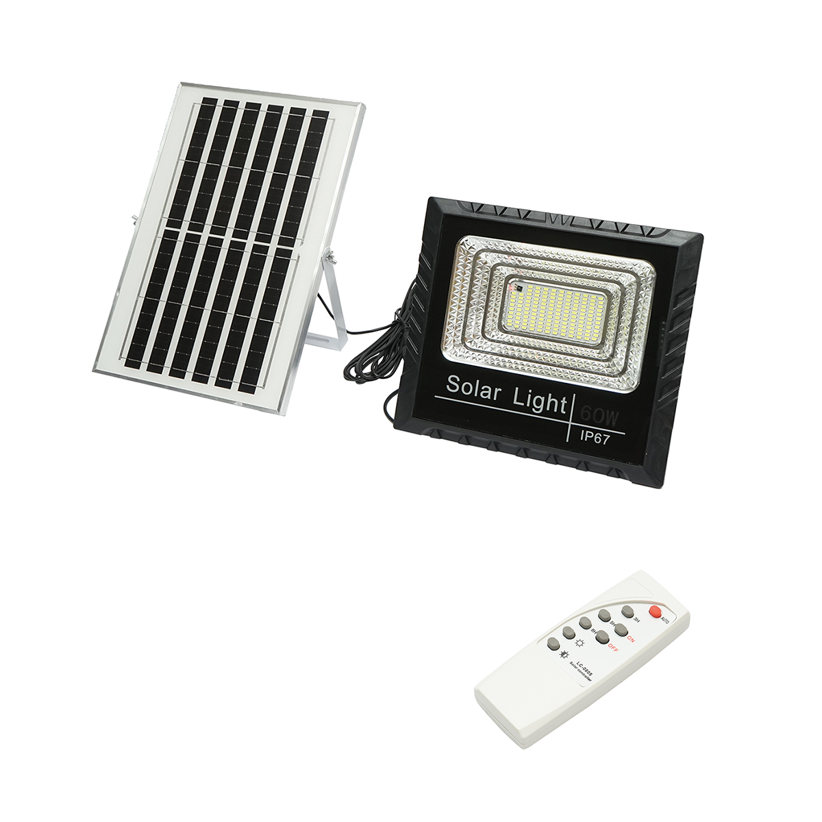 Proiector LED 60W cu panou solar 10W, baterie Li-ion 1200mAh si telecomanda IP67 Breckner Germany