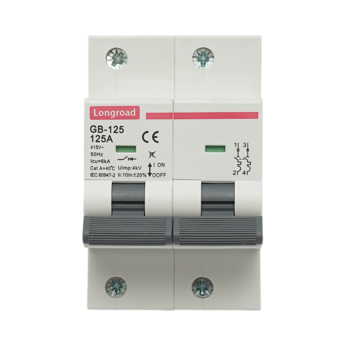 Siguranta automata intrerupator MCB 2P, 125A 415VAC, 6kA Longroad