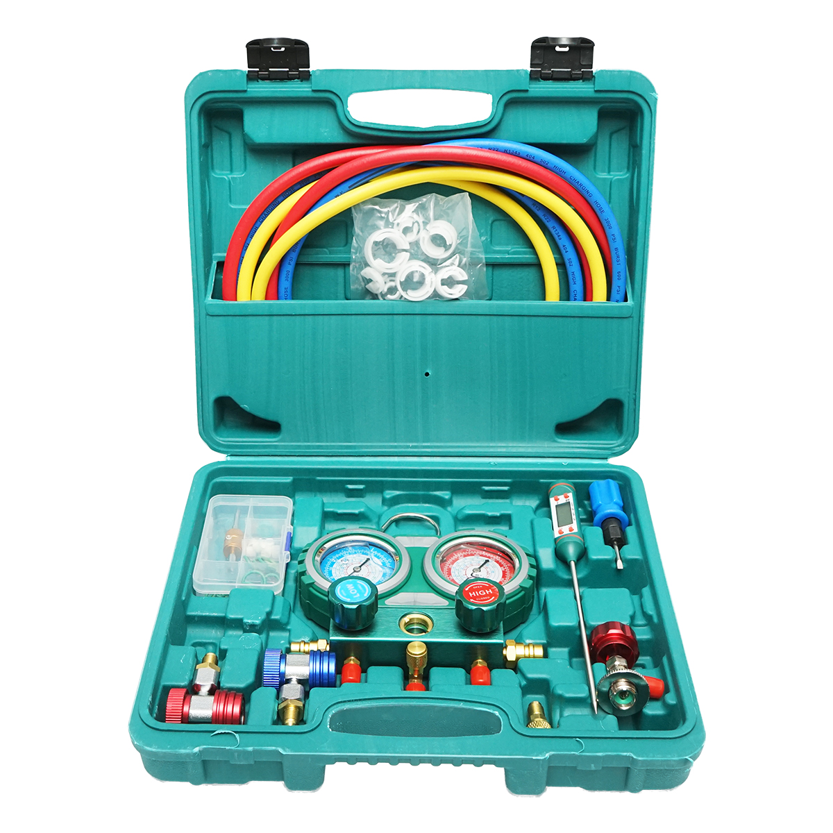 Trusa verificare si incarcare instalatii aer conditionat auto, freon R22, R32, R134a, R410a