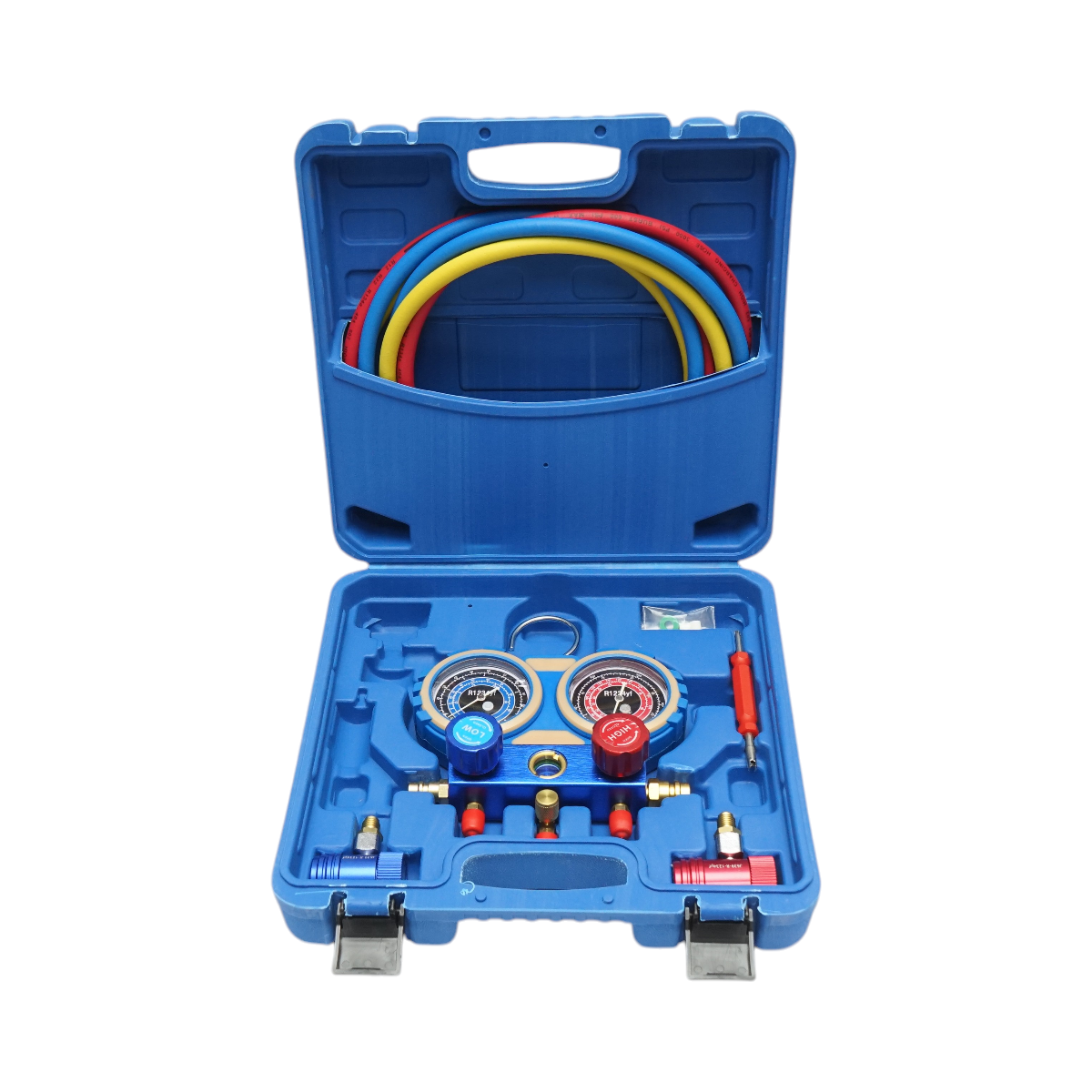 Trusa verificare si incarcare instalatii aer conditionat auto, freon R22, R32, R134a, R410a Breckner Germany