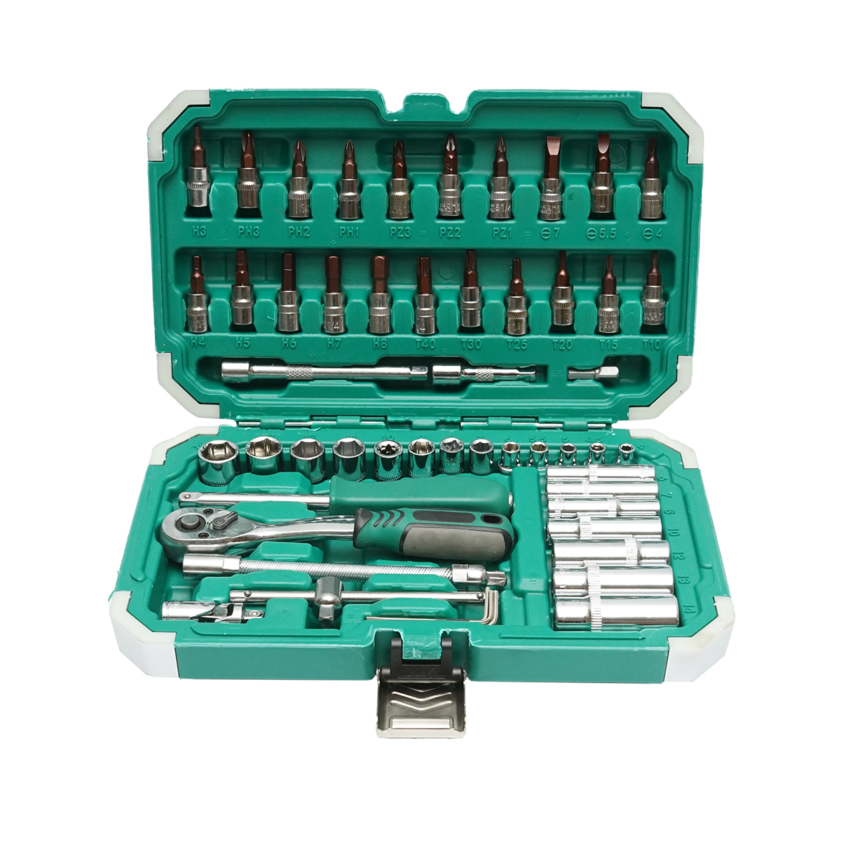 Trusa chei tubulare lungi, biti, hex, torx cu clichet 53 piese Breckner Germany