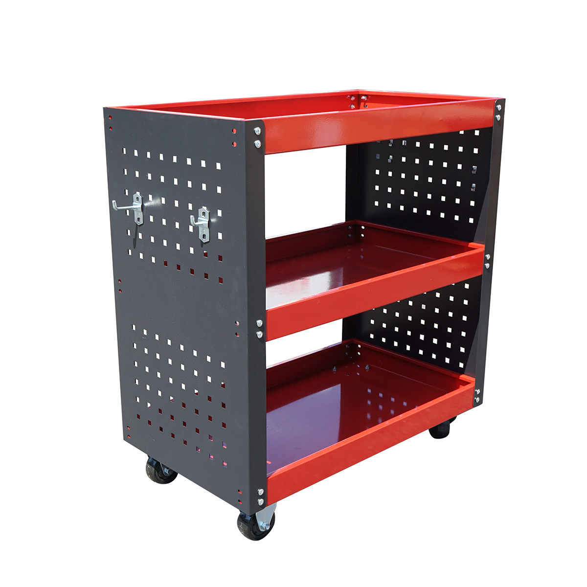 Carucior scule metalic pe roti cu 3 rafturi si suporti unelte 670x370x730mm – imagine 3