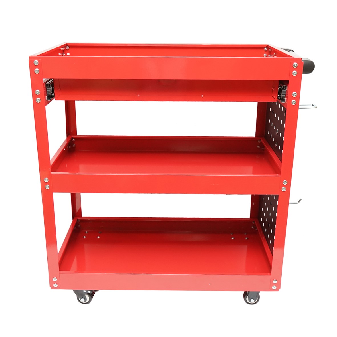 Carucior scule metalic pe roti cu 3 rafturi, sertar si suporti unelte 660x360x730mm – imagine 8
