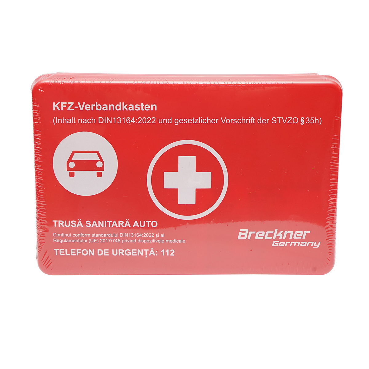 Kit siguranta auto, pachet legislativ obligatoriu de prim ajutor, trusa medicala, stingator, 2 triunghiuri Breckner Germany – imagine 3