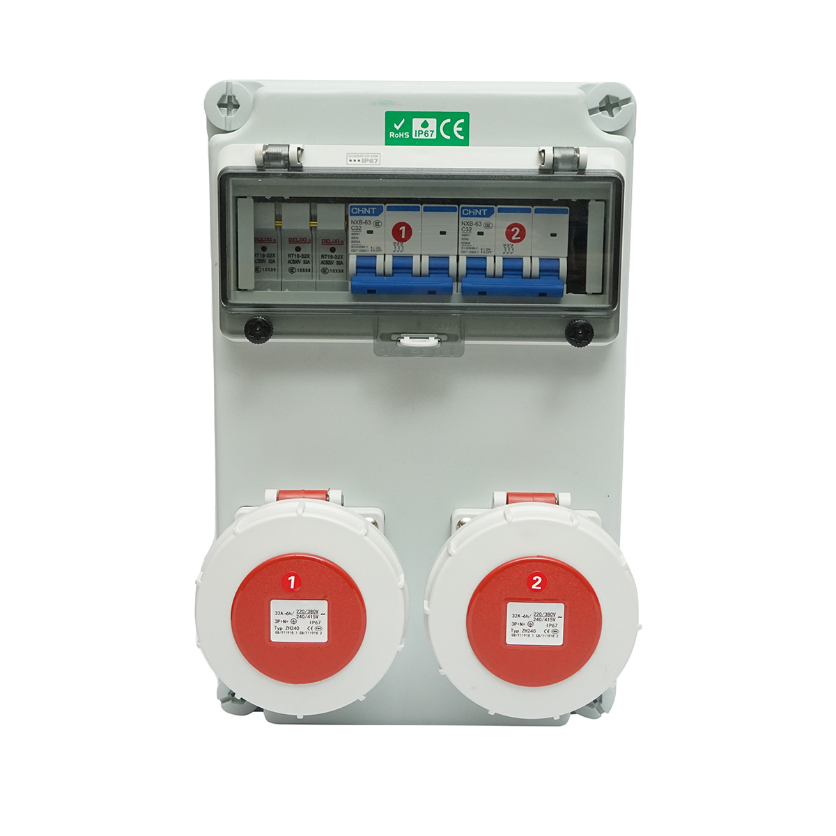 Tablou electric grup prize organizare santier 2x400V/32A, 6 module, 340x220x160mm IP67 SUNTREE