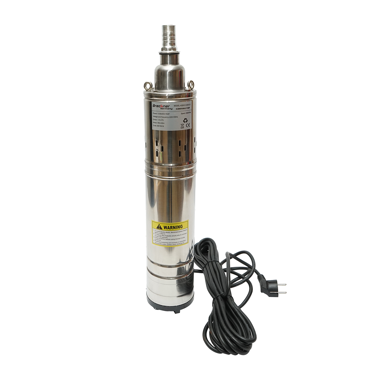 Pompa apa submersibila 550W/0.75HP, 220V, D100mm, 30 l/min, 1.8 m3/h, H80-90m, 2860 rpm 4QDG1.8-50-0.5 Breckner Germany