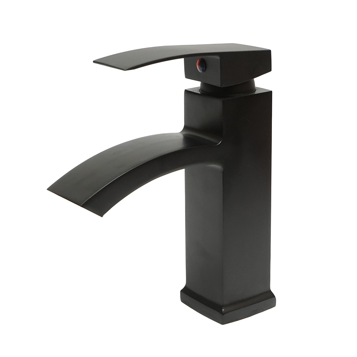 Baterie lavoar tip cascada, monocomanda, finisaj negru mat, aliaj zinc, accesorii incluse