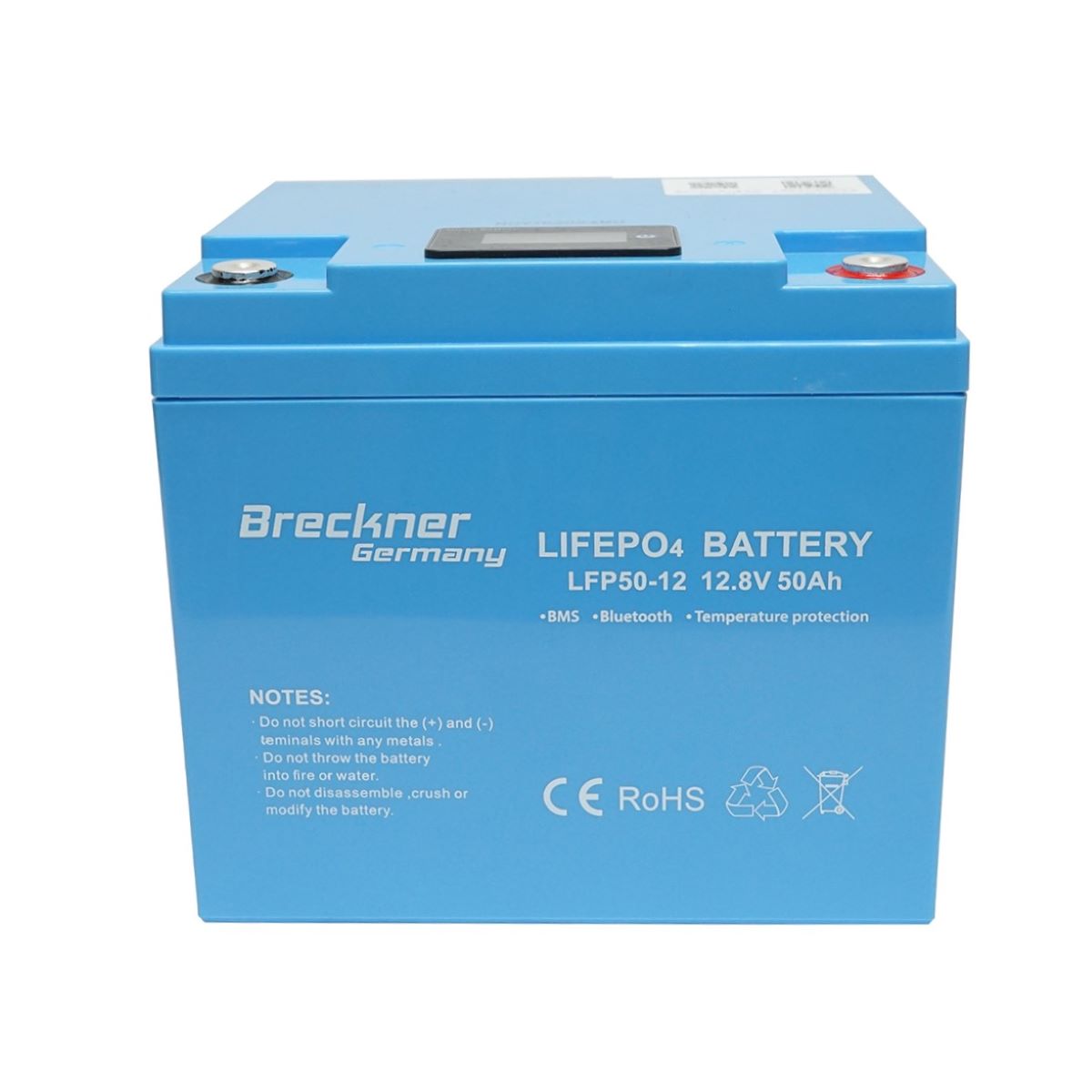 Baterie LiFePO4 12.8V, 50Ah cu BMS, Bluetooth, LCD display si protectie temperatura 210x190x240mm Breckner Germany