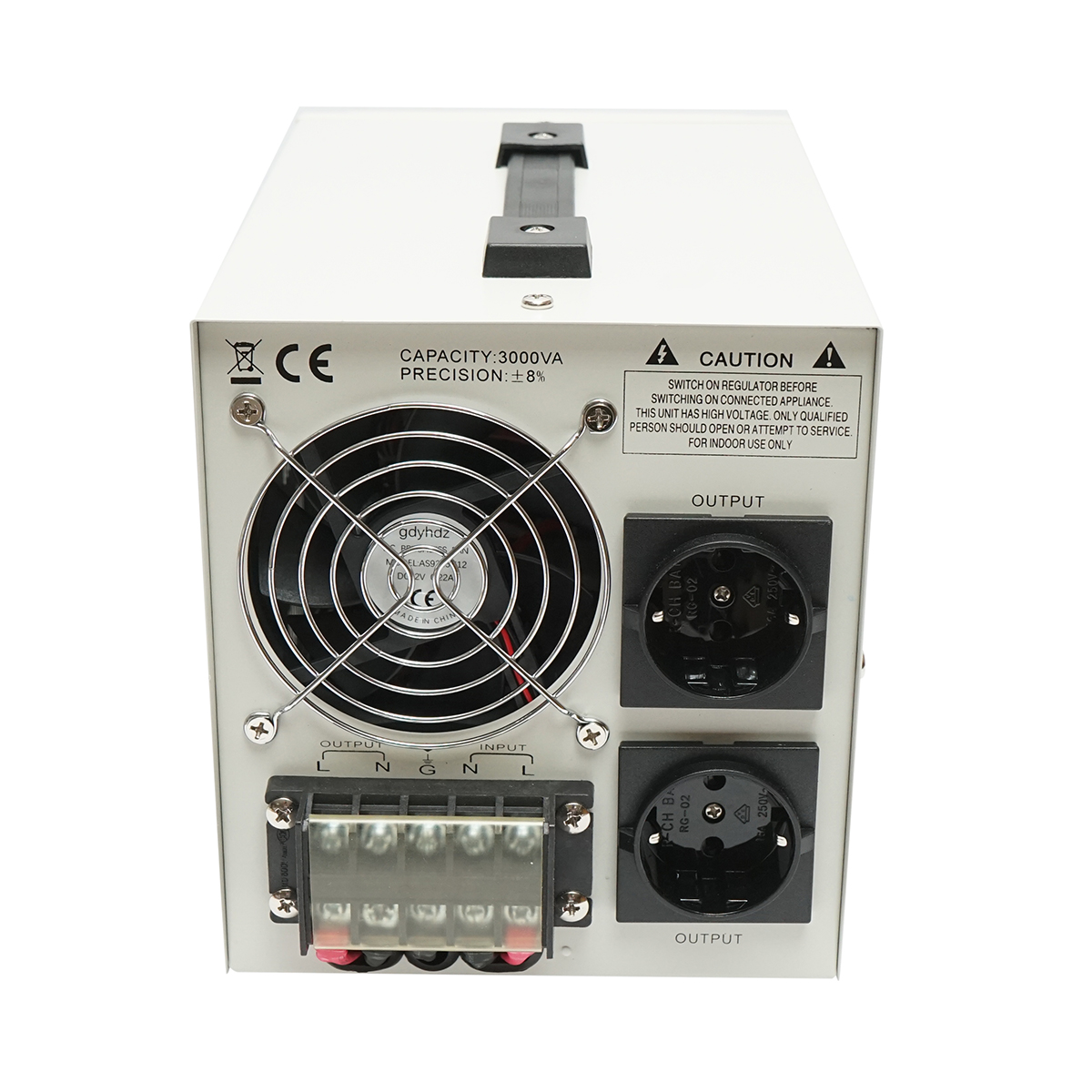 Stabilizator automat de tensiune 3000VA, 140-260V cu releu monofazat, 2 prize schuko 230V, afisaj LCD Breckner Germany – imagine 2