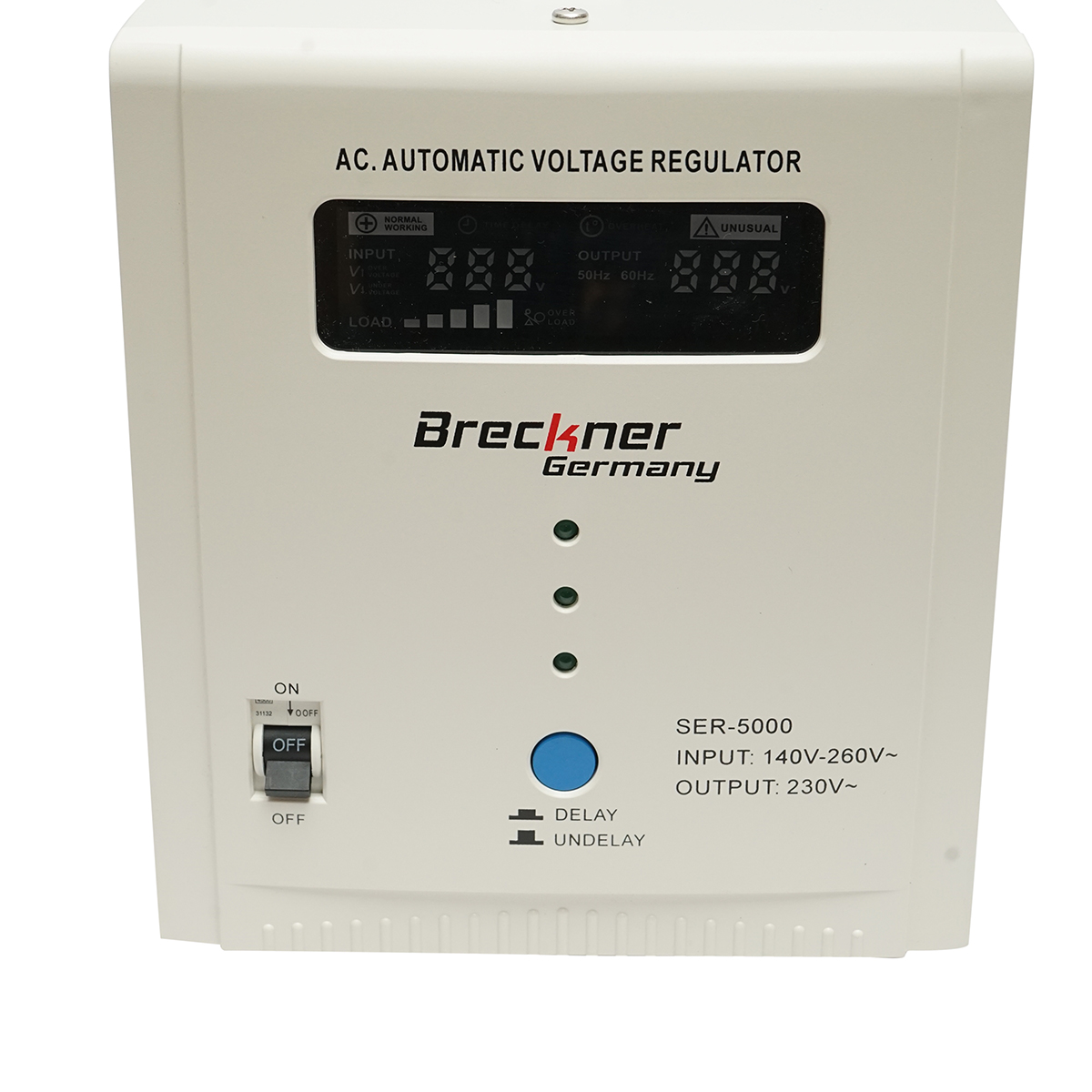 Stabilizator automat de tensiune 5000VA, 140-260V cu releu monofazat, 2 prize schuko 230V, afisaj LCD Breckner Germany – imagine 4