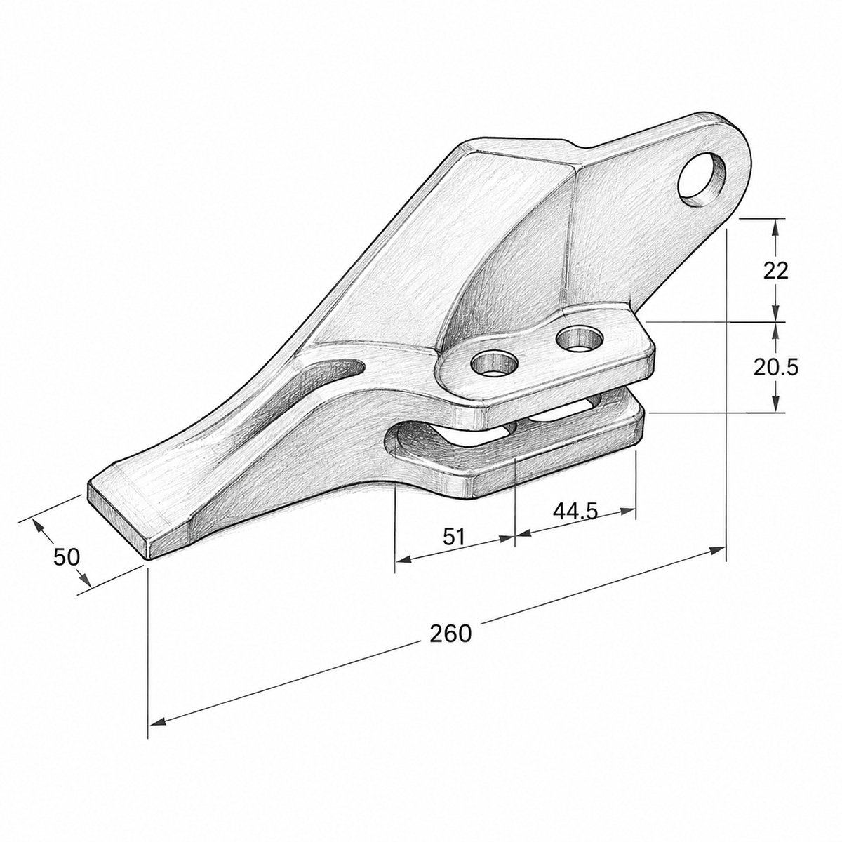 Dinte cupa lateral dreapta buldoexcavator JCB 3CX cod OEM 53103208 – imagine 4