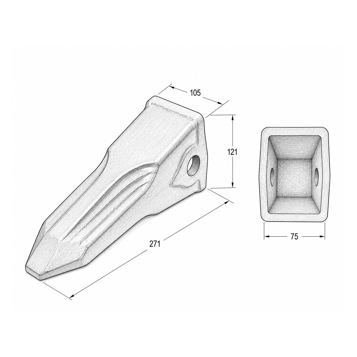 Dinte cupa excavator Caterpillar J350 cod OEM 1U-3352 RC – imagine 4