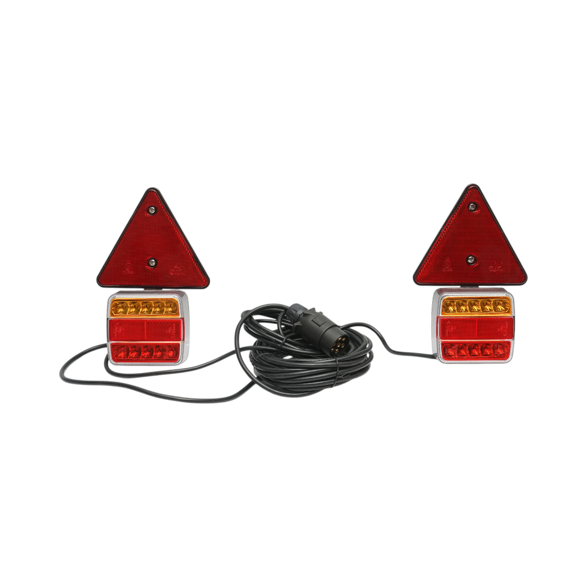 Set lampi LED magnetice cu triunghiuri reflectorizante pentru remorca, fisa 7 pini, cablu stopuri 2.5m cablu fisa 7.5m Breckner Germany